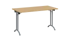 SLA 140 lak skládací jednací stůl 1394x700, deska 25 mm, podnož stříbrný lak, deska javor horský